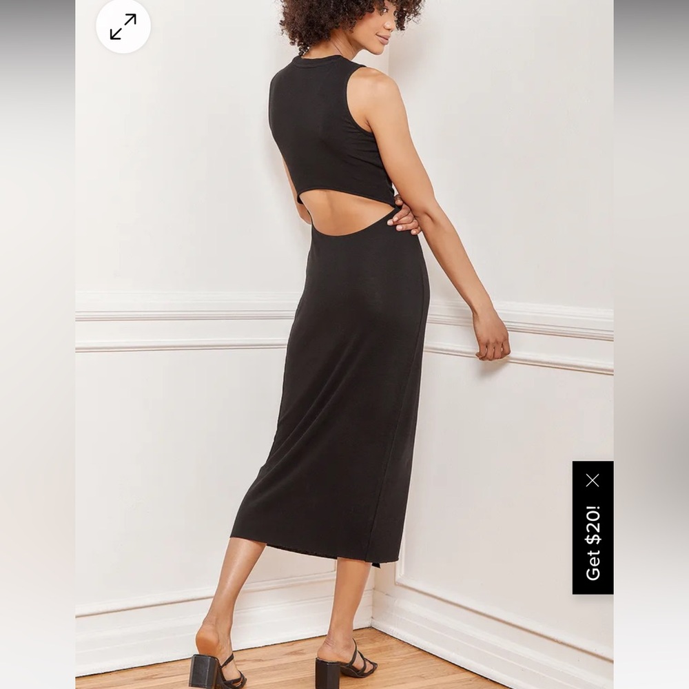 Lulus Casually Flirty Black Cutout Bodycon Midi Dress S